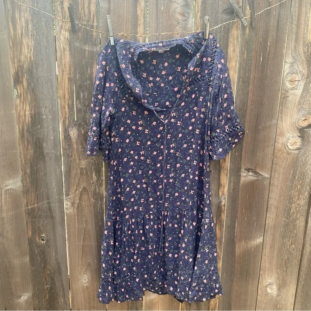 Apiece Apart Navy Floral Midi Dress size 0